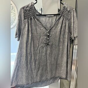 Grey washed boutique top